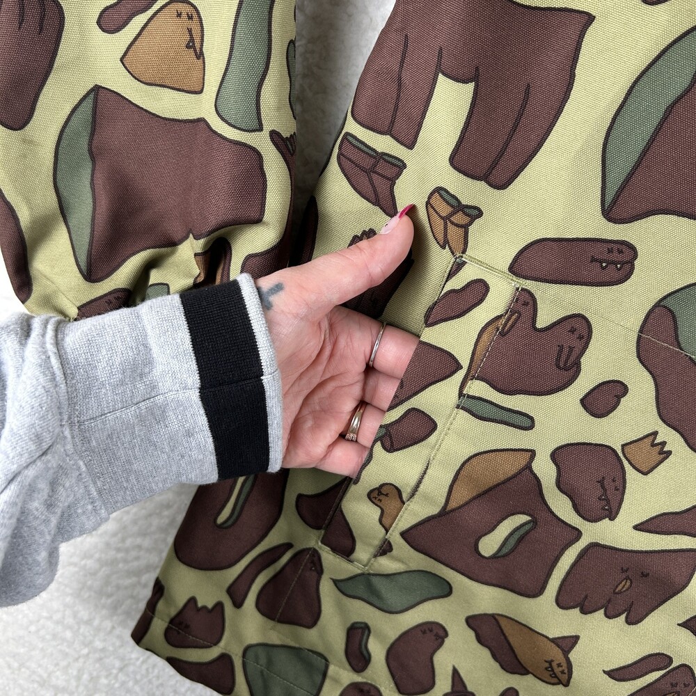 Airblaster Jacket Mens Large Camo Duck Print Snap Coach Windbreaker Lined Canvas - Picture 4 of 16